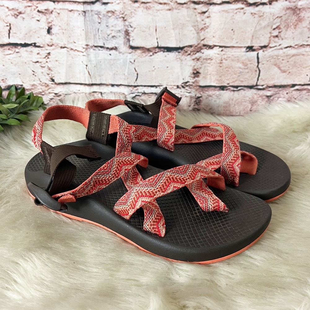 Chaco Z2 Orange Printed Sandals Size 8